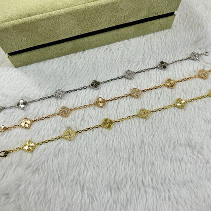 [Okajuri Jewelry]CLOVER 6 MOTIF DIAMOND LASER BRACELET