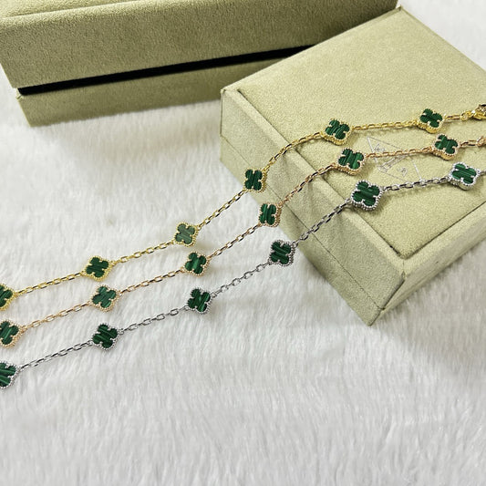 [Okajuri Jewelry]CLOVER 6 MOTIF MALACHITE BRACELET