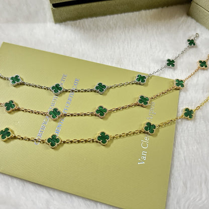 [Okajuri Jewelry]CLOVER 6 MOTIF MALACHITE BRACELET