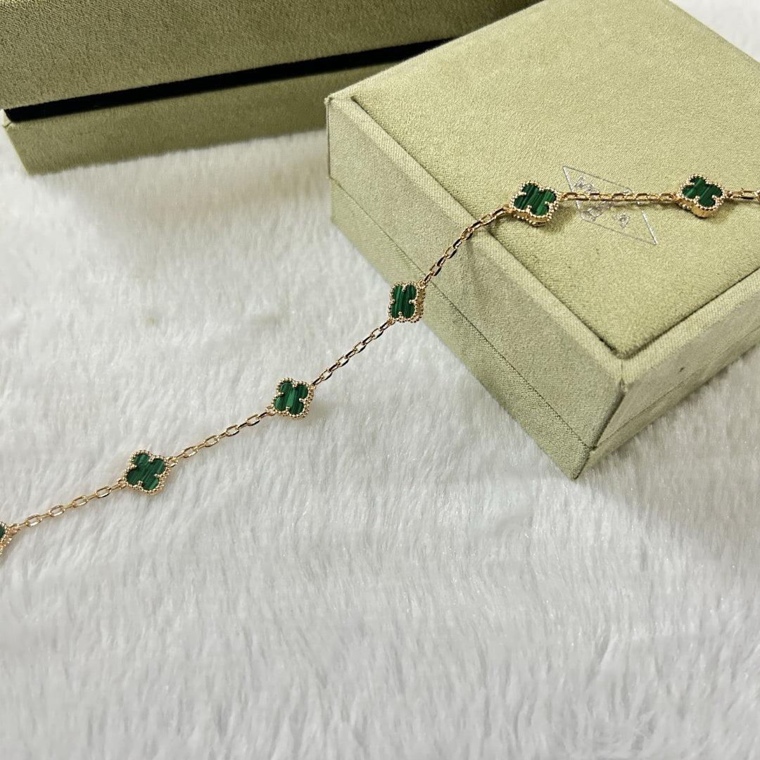 [Okajuri Jewelry]CLOVER 6 MOTIF MALACHITE BRACELET