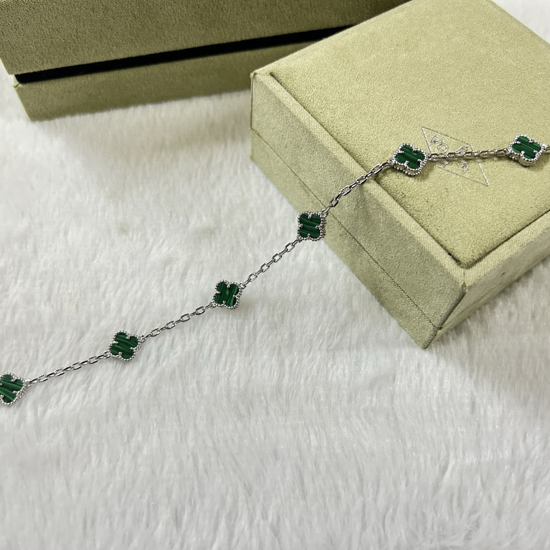 [Okajuri Jewelry]CLOVER 6 MOTIF MALACHITE BRACELET