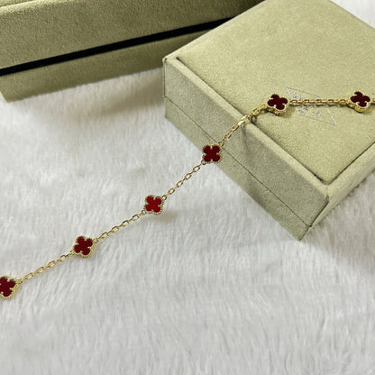 [Okajuri Jewelry]CLOVER 6 MOTIF RED AGATE BRACELET