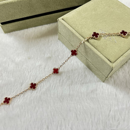 [Okajuri Jewelry]CLOVER 6 MOTIF RED AGATE BRACELET
