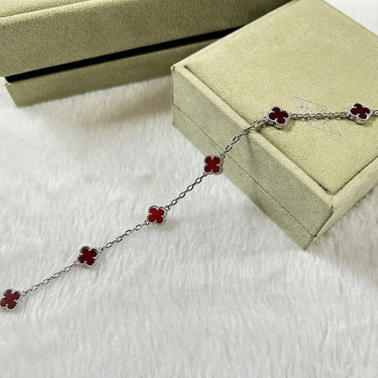 [Okajuri Jewelry]CLOVER 6 MOTIF RED AGATE BRACELET