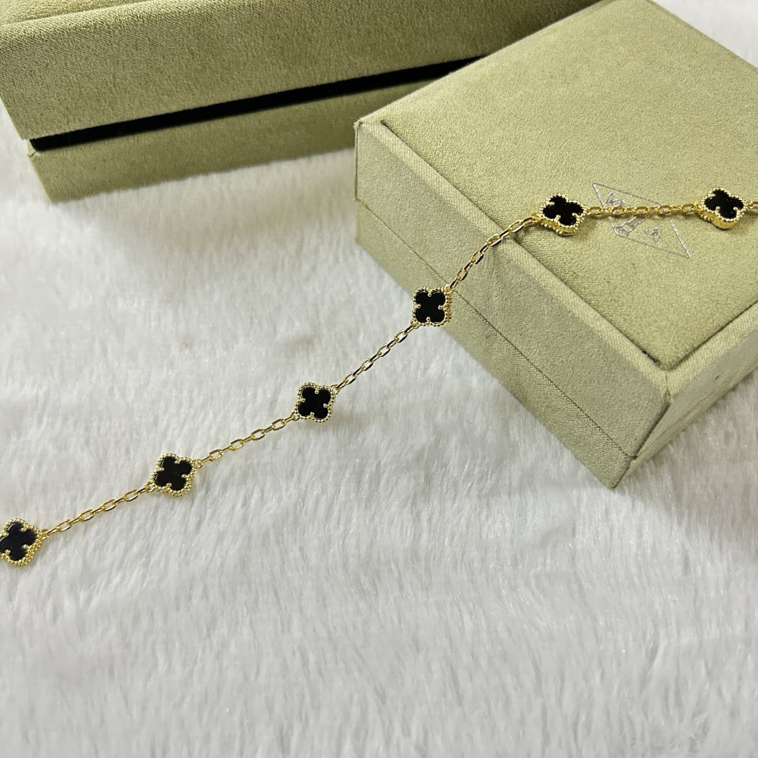 [Okajuri Jewelry]CLOVER 6 MOTIF  ONYXS BRACELET