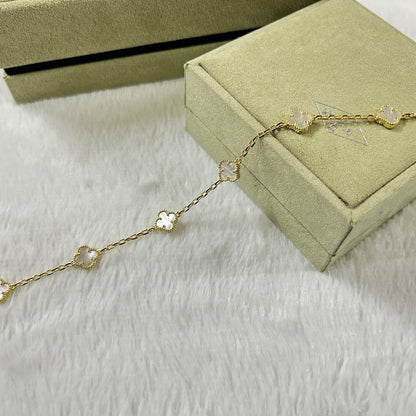 [Okajuri Jewelry]CLOVER 6 MOTIF WHITE MOP BRACELET