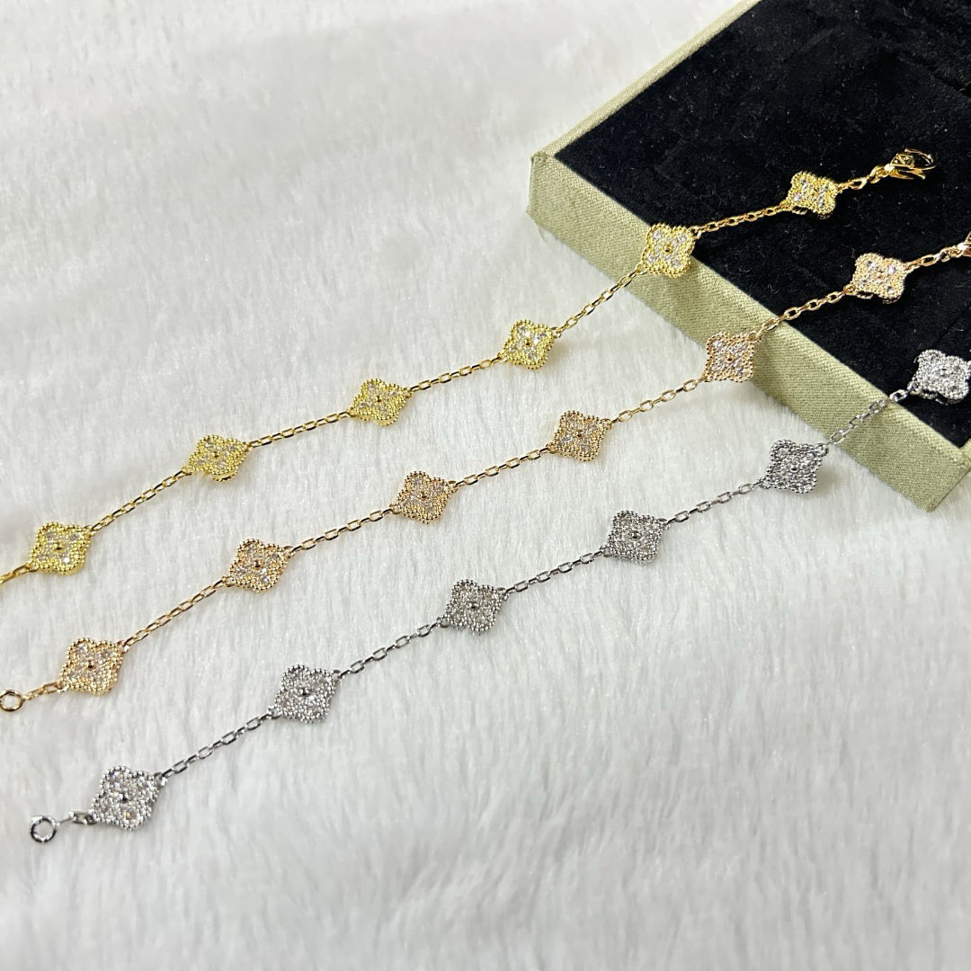 [Okajuri Jewelry]CLOVER 6 MOTIF DIAMOND BRACELET