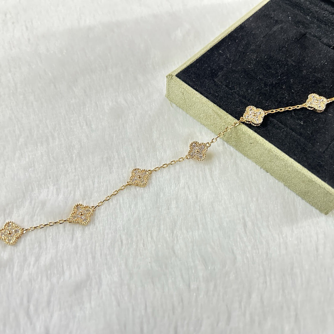 [Okajuri Jewelry]CLOVER 6 MOTIF DIAMOND BRACELET