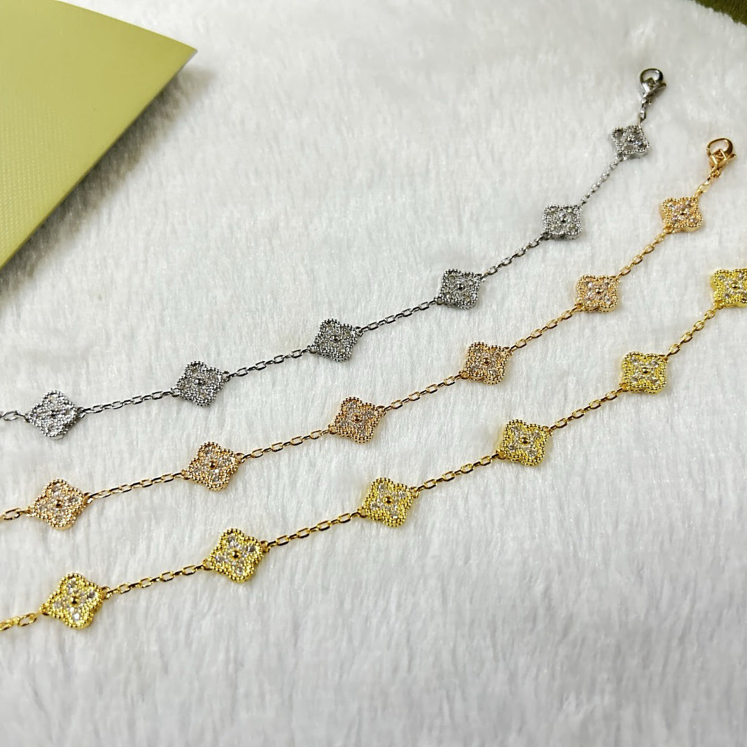 [Okajuri Jewelry]CLOVER 6 MOTIF DIAMOND BRACELET