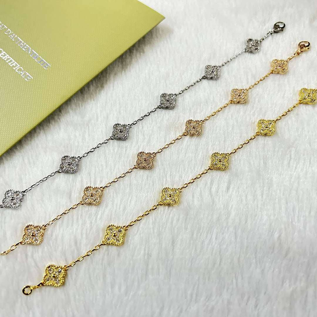 [Okajuri Jewelry]CLOVER 6 MOTIF DIAMOND BRACELET