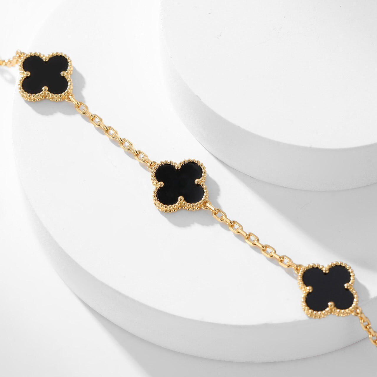 [Okajuri Jewelry]CLOVER 10 MOTIFS ONYX NECKLACE