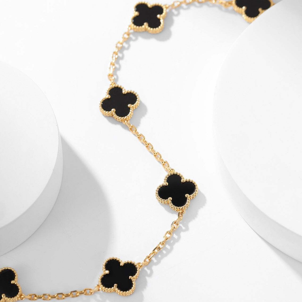 [Okajuri Jewelry]CLOVER 10 MOTIFS ONYX NECKLACE