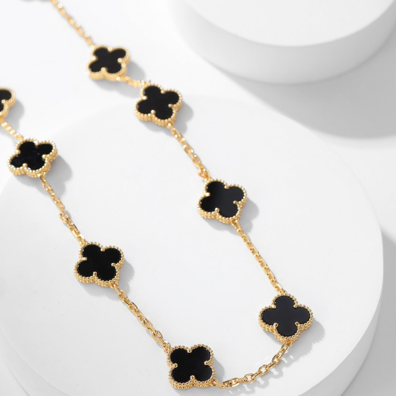 [Okajuri Jewelry]CLOVER 10 MOTIFS ONYX NECKLACE