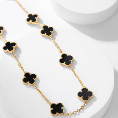 [Okajuri Jewelry]CLOVER 10 MOTIFS ONYX NECKLACE