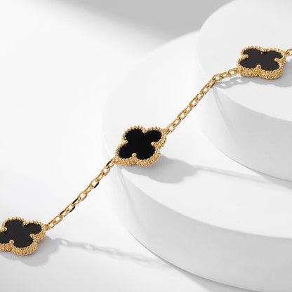 [Okajuri Jewelry]CLOVER 10 MOTIFS ONYX NECKLACE