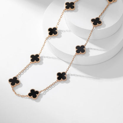 [Okajuri Jewelry]CLOVER 10 MOTIFS ONYX NECKLACE