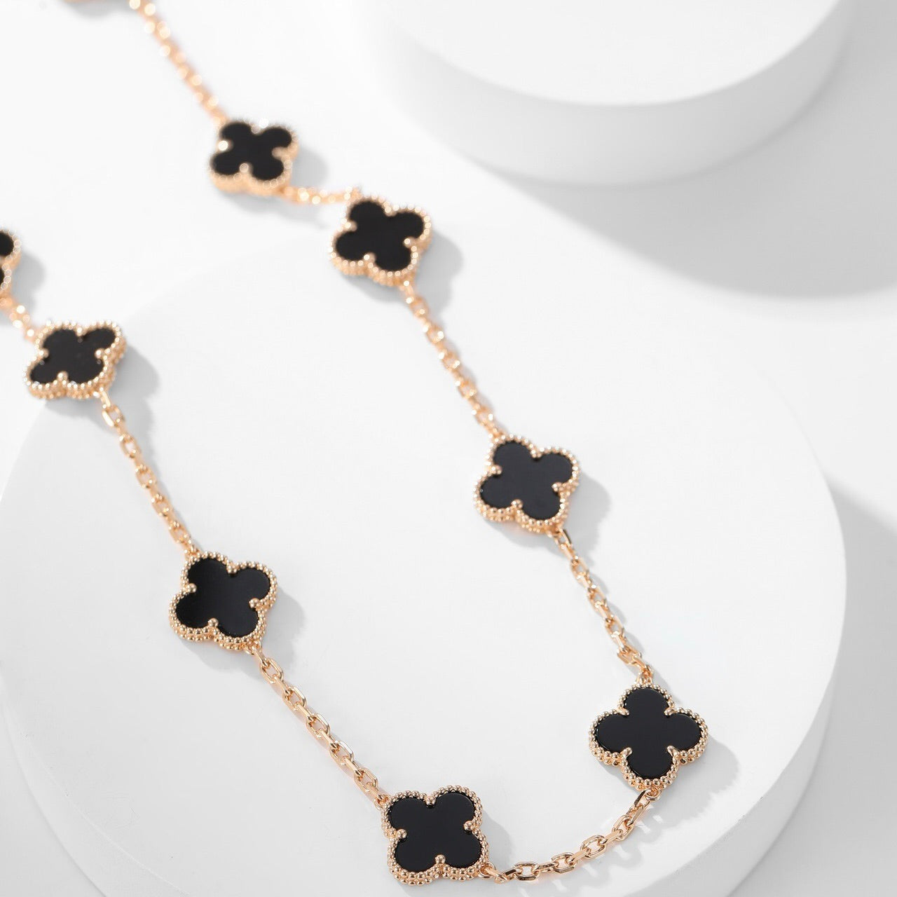 [Okajuri Jewelry]CLOVER 10 MOTIFS ONYX NECKLACE