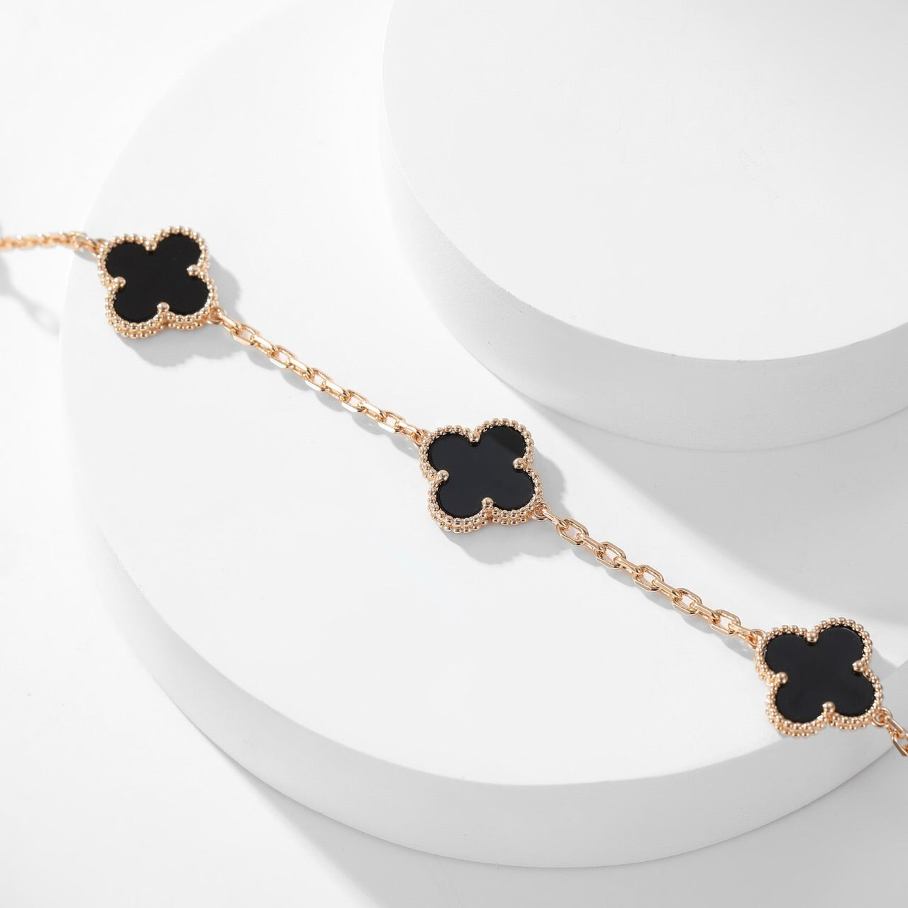 [Okajuri Jewelry]CLOVER 10 MOTIFS ONYX NECKLACE