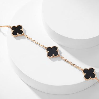 [Okajuri Jewelry]CLOVER 10 MOTIFS ONYX NECKLACE