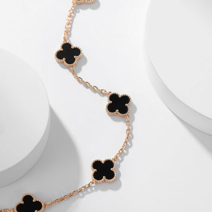 [Okajuri Jewelry] CLOVER 10 MOTIFS ONYX NECKLACE