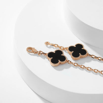 [Okajuri Jewelry]CLOVER 10 MOTIFS ONYX NECKLACE