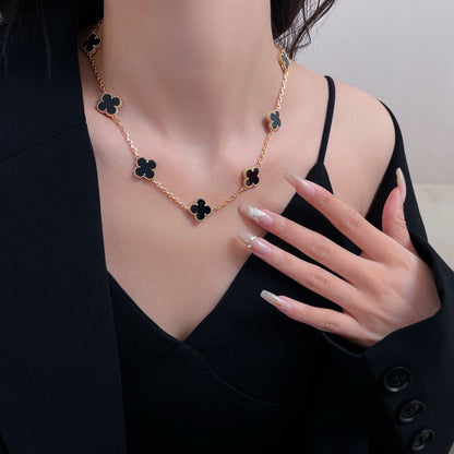 [Okajuri Jewelry]CLOVER 10 MOTIFS ONYX NECKLACE