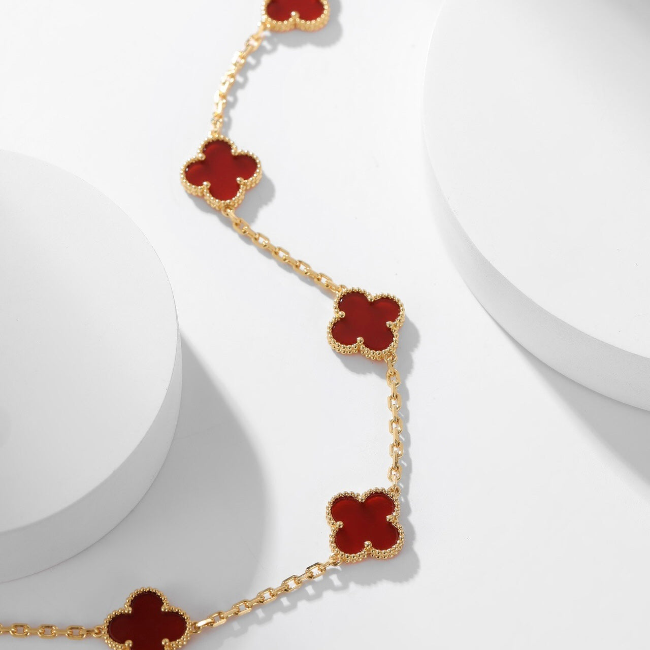 [Okajuri Jewelry] CLOVER 10 MOTIFS CARNELIAN NECKLACE
