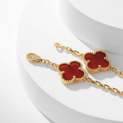 [Okajuri Jewelry]CLOVER 10 MOTIFS CARNELIAN NECKLACE