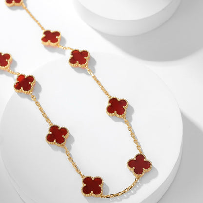 [Okajuri Jewelry]CLOVER 10 MOTIFS CARNELIAN NECKLACE
