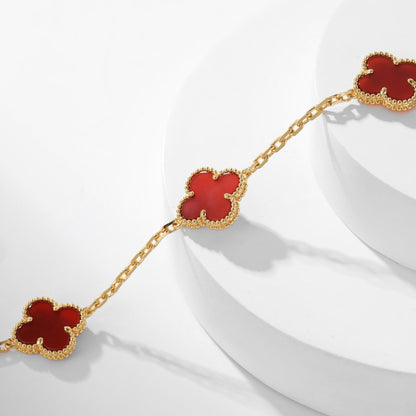 [Okajuri Jewelry]CLOVER 10 MOTIFS CARNELIAN NECKLACE