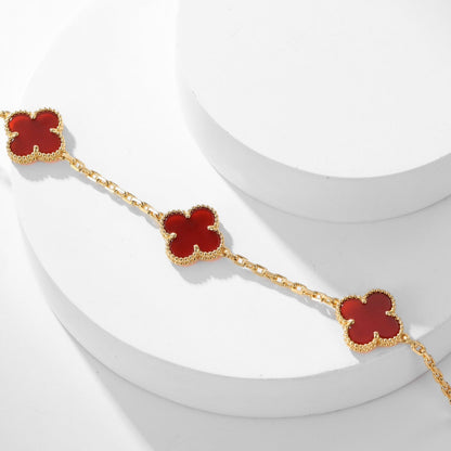[Okajuri Jewelry]CLOVER 10 MOTIFS CARNELIAN NECKLACE