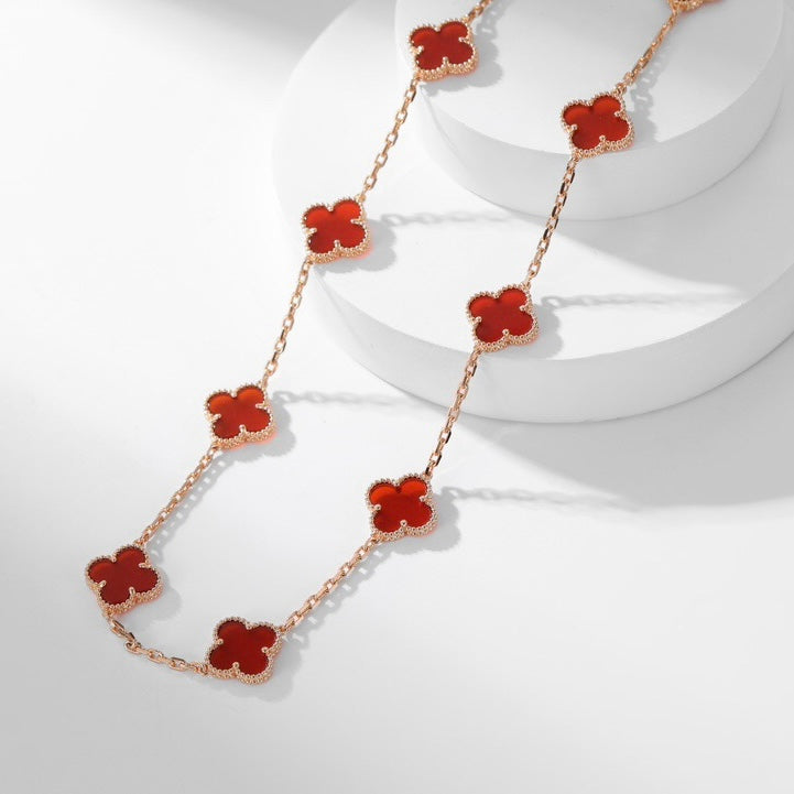 [Okajuri Jewelry] CLOVER 10 MOTIFS CARNELIAN NECKLACE