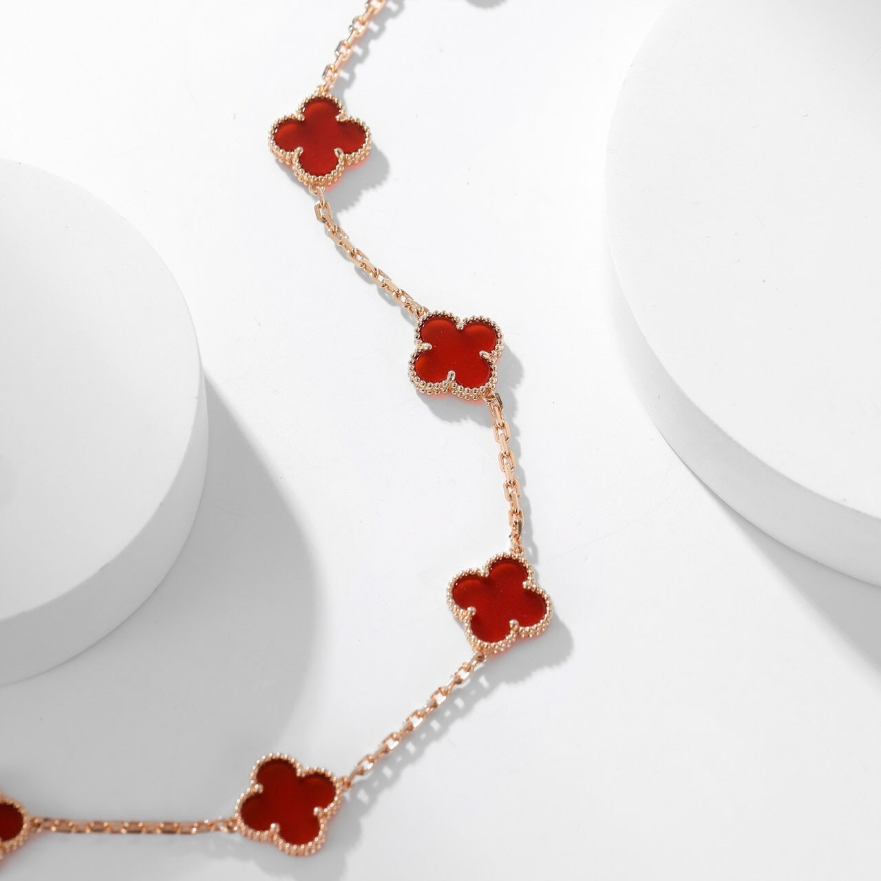 [Okajuri Jewelry]CLOVER 10 MOTIFS CARNELIAN NECKLACE