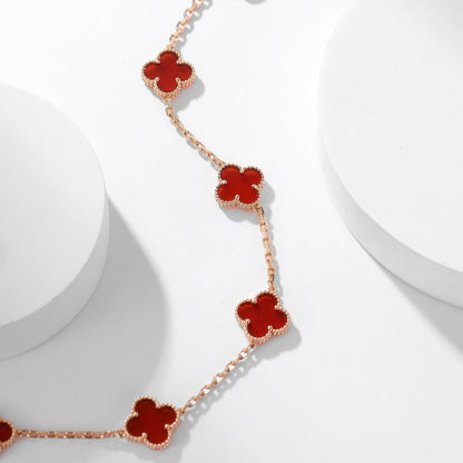 [Okajuri Jewelry]CLOVER 10 MOTIFS CARNELIAN NECKLACE