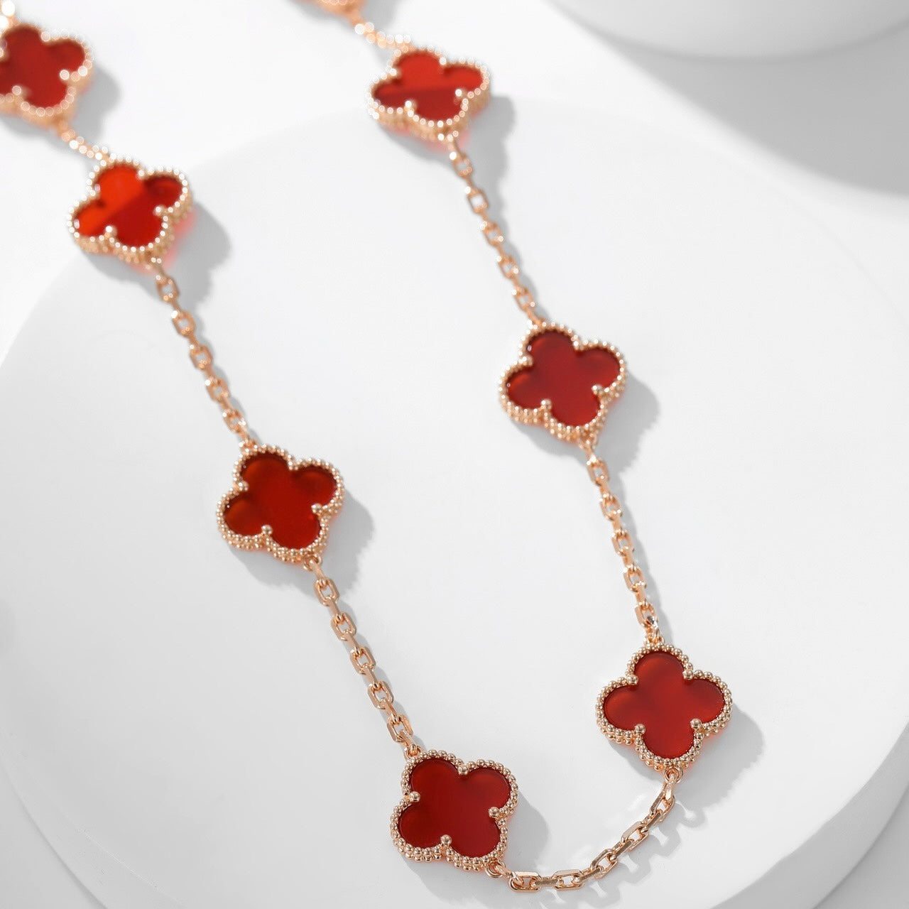 [Okajuri Jewelry]CLOVER 10 MOTIFS CARNELIAN NECKLACE