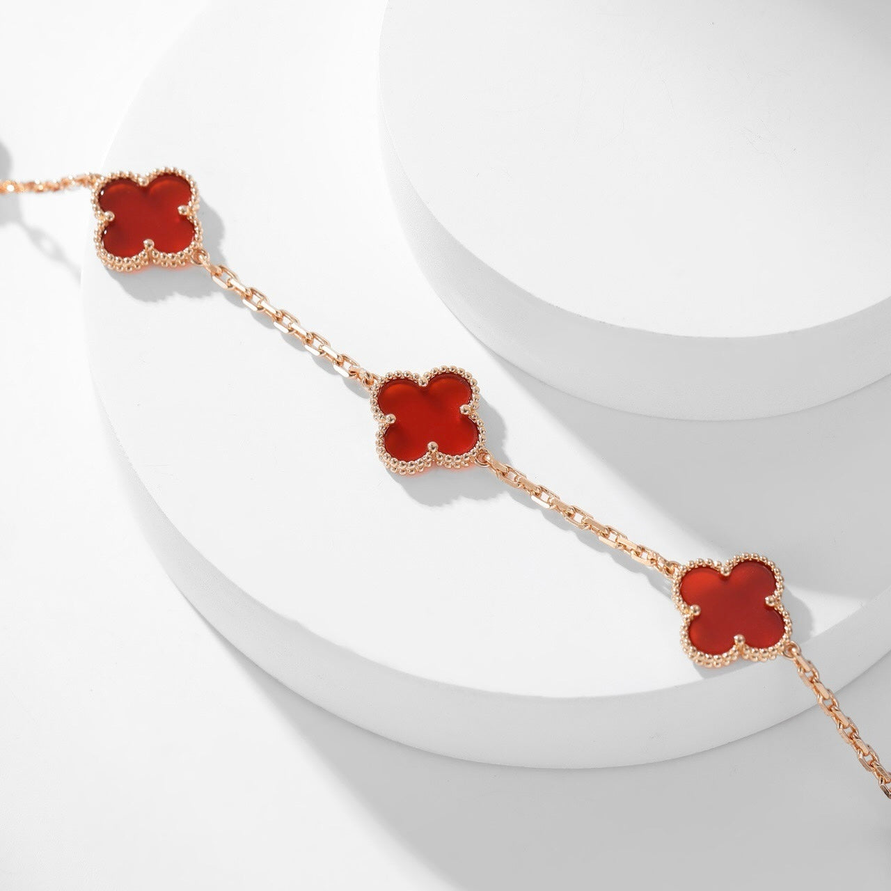 [Okajuri Jewelry]CLOVER 10 MOTIFS CARNELIAN NECKLACE