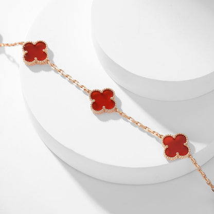 [Okajuri Jewelry]CLOVER 10 MOTIFS CARNELIAN NECKLACE