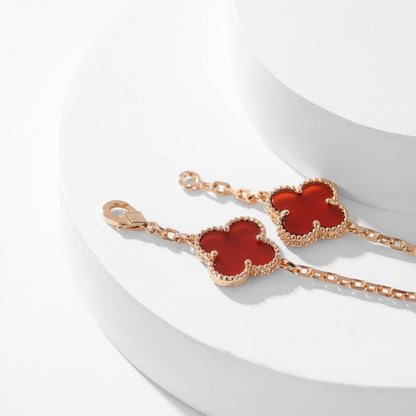 [Okajuri Jewelry] CLOVER 10 MOTIFS CARNELIAN NECKLACE