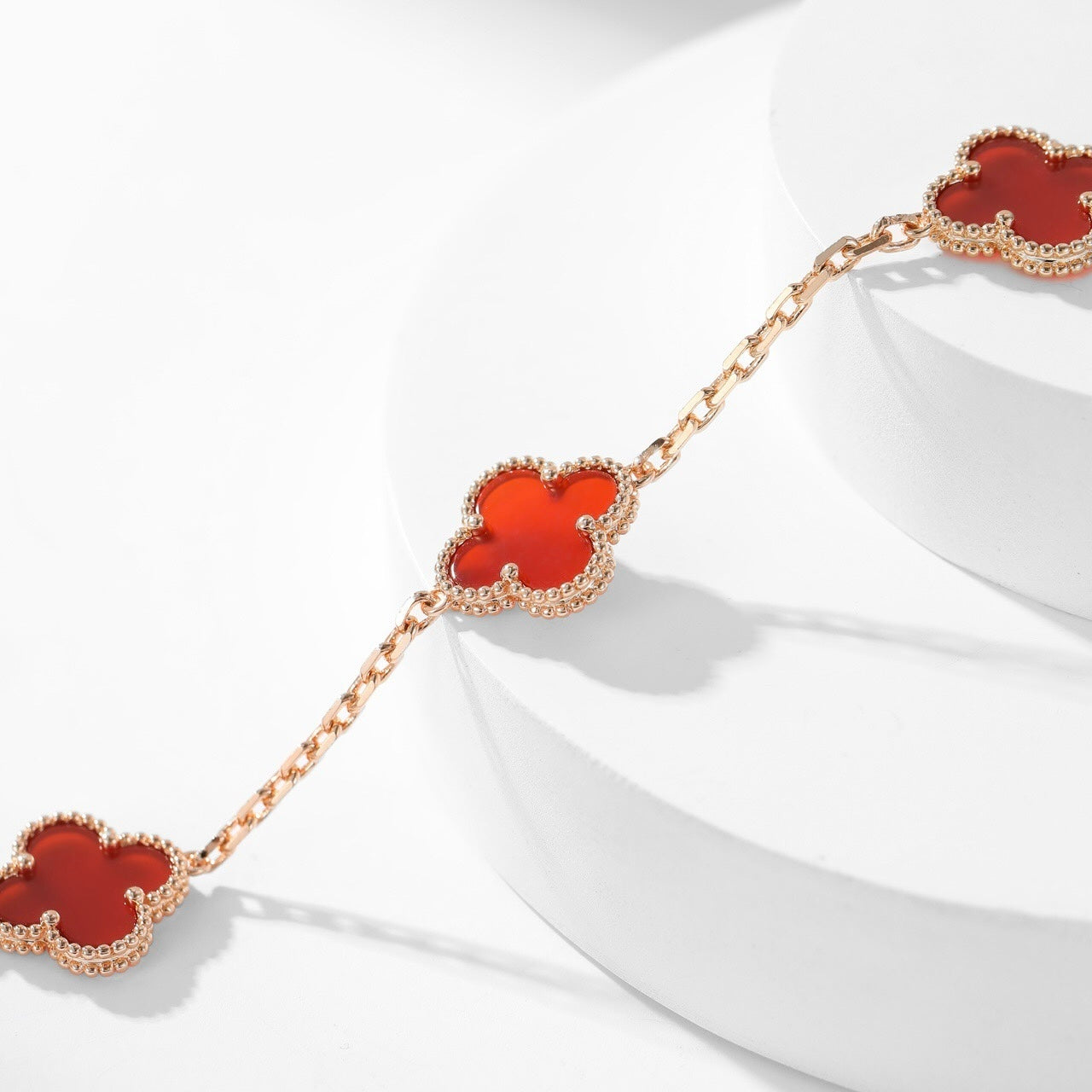 [Okajuri Jewelry]CLOVER 10 MOTIFS CARNELIAN NECKLACE