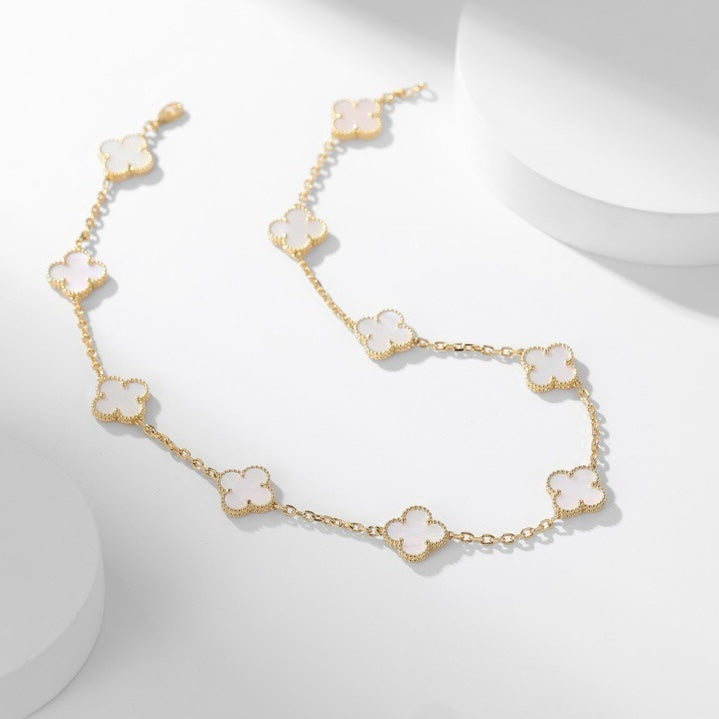 [Okajuri Jewelry]CLOVER 10 MOTIFS WHITE MOTHER OF PEARL NECKLACE