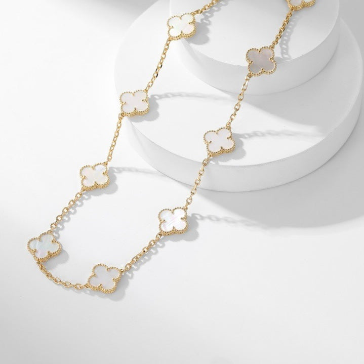 [Okajuri Jewelry]CLOVER 10 MOTIFS WHITE MOTHER OF PEARL NECKLACE