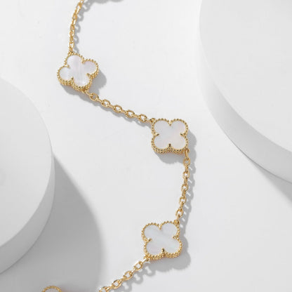 [Okajuri Jewelry] CLOVER 10 MOTIFS WHITE MOTHER OF PEARL NECKLACE