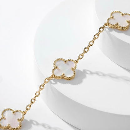 [Okajuri Jewelry]CLOVER 10 MOTIFS WHITE MOTHER OF PEARL NECKLACE