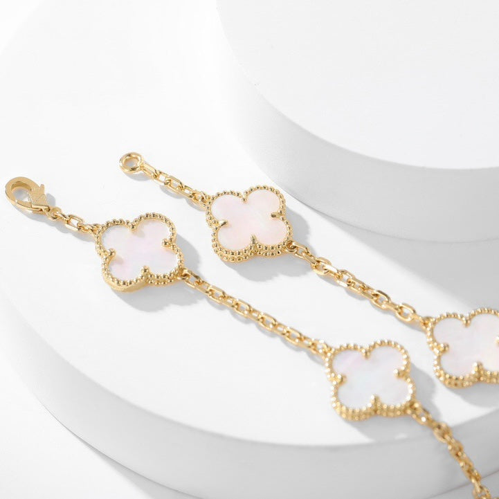 [Okajuri Jewelry] CLOVER 10 MOTIFS WHITE MOTHER OF PEARL NECKLACE