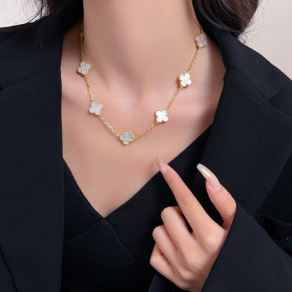 [Okajuri Jewelry]CLOVER 10 MOTIFS WHITE MOTHER OF PEARL NECKLACE