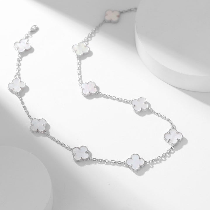[Okajuri Jewelry] CLOVER 10 MOTIFS WHITE MOTHER OF PEARL NECKLACE