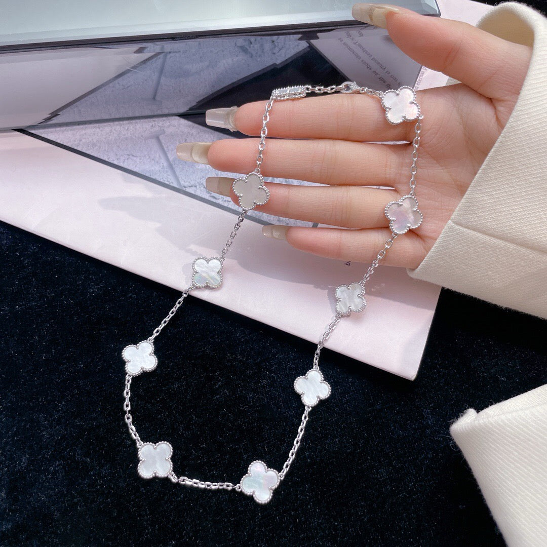 [Okajuri Jewelry] CLOVER 10 MOTIFS WHITE MOTHER OF PEARL NECKLACE