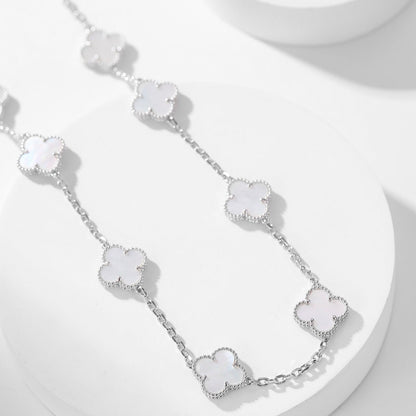 [Okajuri Jewelry] CLOVER 10 MOTIFS WHITE MOTHER OF PEARL NECKLACE