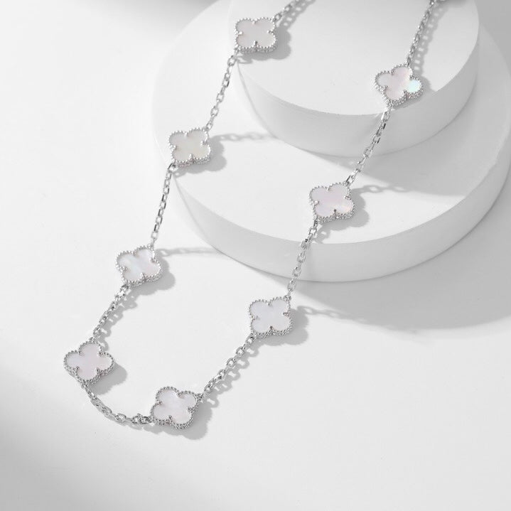 [Okajuri Jewelry] CLOVER 10 MOTIFS WHITE MOTHER OF PEARL NECKLACE