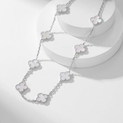 [Okajuri Jewelry] CLOVER 10 MOTIFS WHITE MOTHER OF PEARL NECKLACE